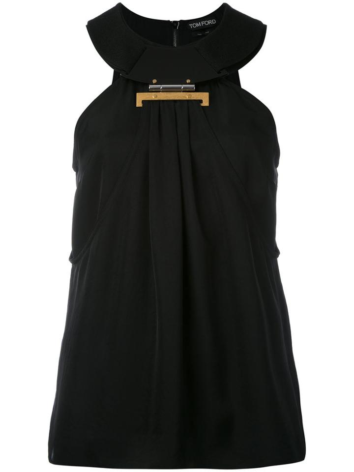 Tom Ford - Halterneck Clasp Blouse - Women - Silk/acetate/viscose - 40, Black, Silk/acetate/viscose