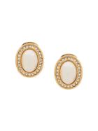 Christian Dior Vintage 1980s Faux-pearl Swarvoski Earrings - Neutrals