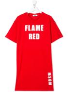 Msgm Kids Teen Flame Red T-shirt Dress
