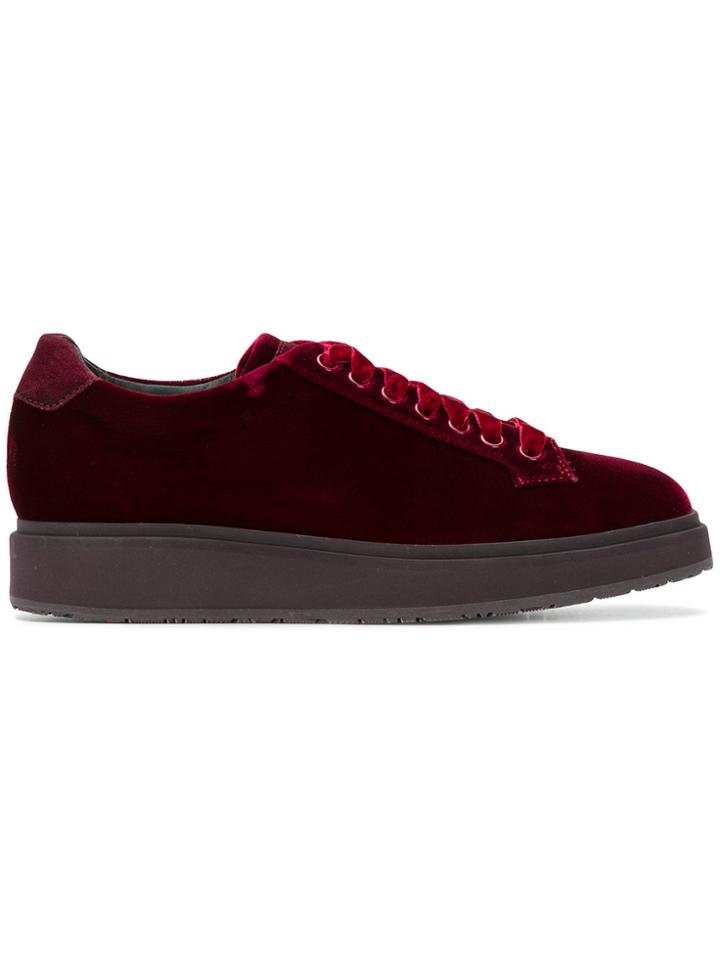 Santoni Velvet Lace-up Sneakers - Red
