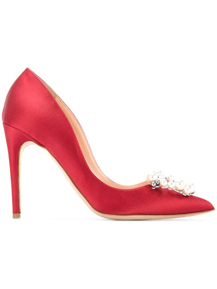 Rupert Sanderson Pearl Encrusted Heels - Red