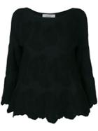 D.exterior Floral Embroidered Blouse - Black
