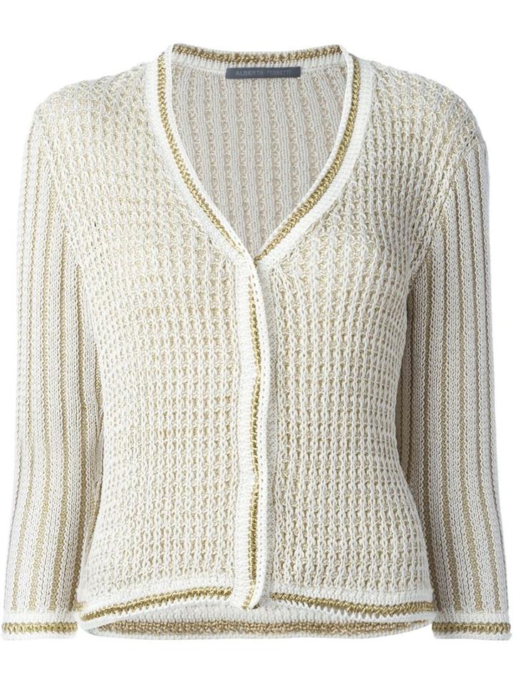 Alberta Ferretti Three-quarter Sleeve Cardigan, Women's, Size: 42, Red, Cotton/rayon/polyester
