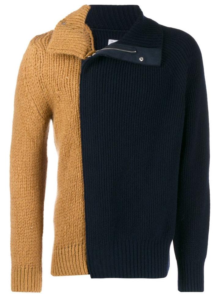 Sacai Checked Crew Neck Jumper - Neutrals