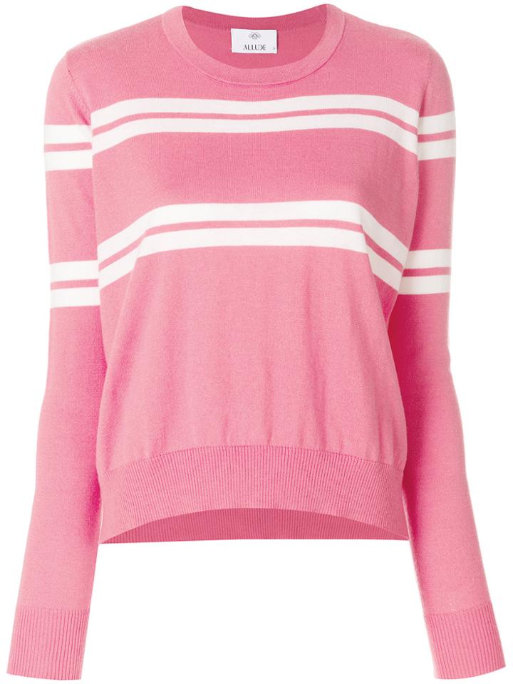 Allude Stripe Detail Sweater - Pink & Purple