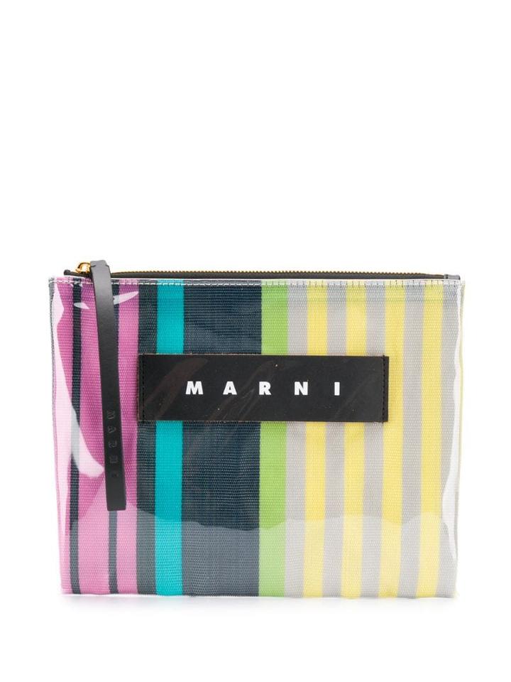 Marni Striped Clutch - Grey