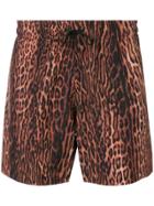 Amiri Leopard Swim Shorts - Brown