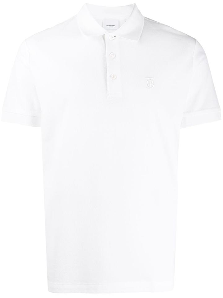 Burberry Embroidered Monogram Polo Shirt - White