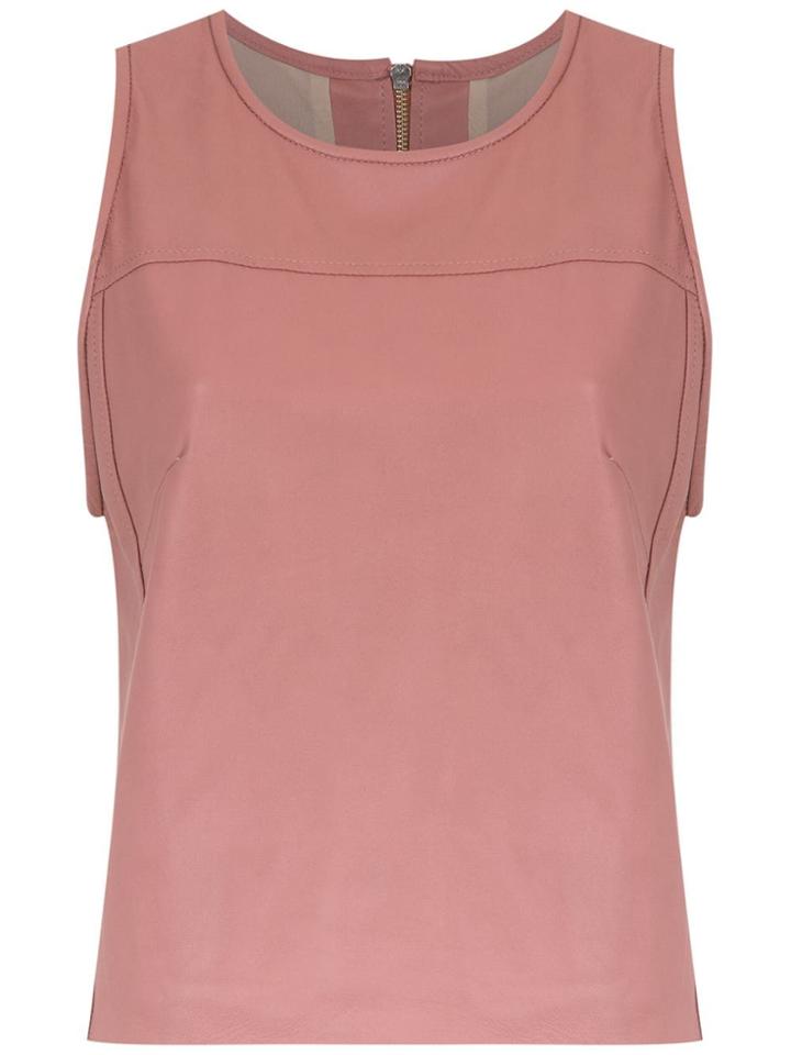 Clé Panelled Leather Blouse - Pink