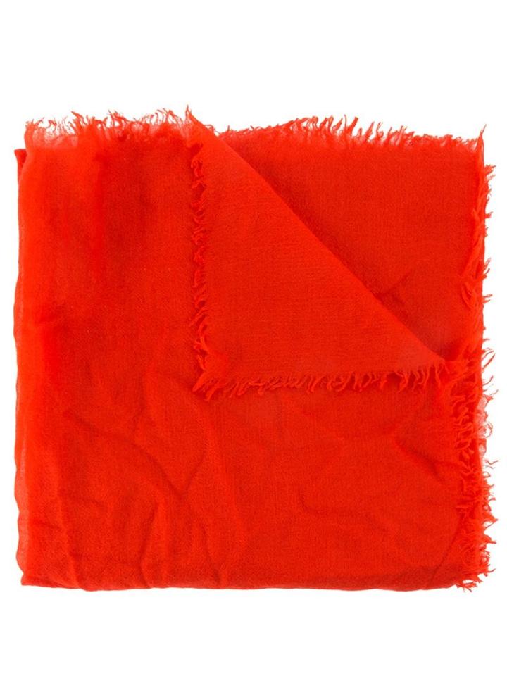 Faliero Sarti Frayed Scarf, Adult Unisex, Red, Virgin Wool