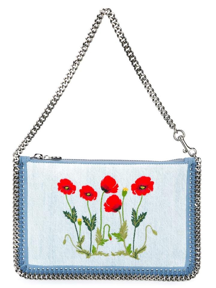 Stella Mccartney 'falabella' Floral Denim Clutch