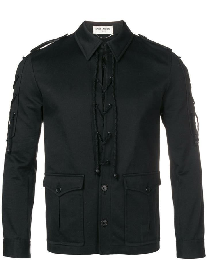 Saint Laurent Lace-up Shirt Jacket - Black