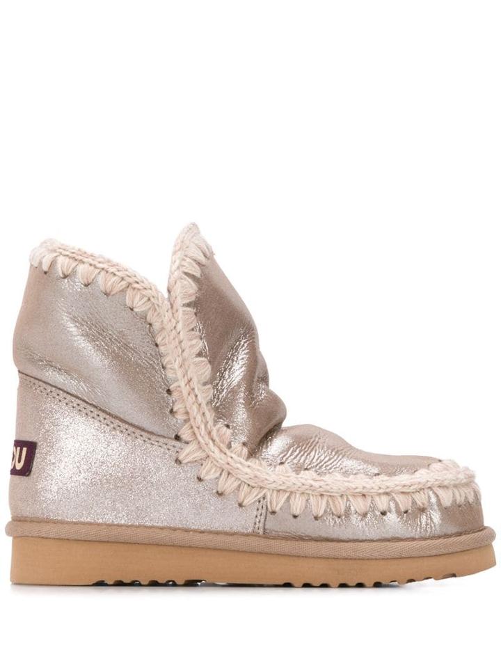 Mou Woven Detail Boots - Metallic