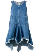 Pleated Trim Denim Top - Women - Cotton - 42, Blue, Cotton, Philosophy Di Lorenzo Serafini
