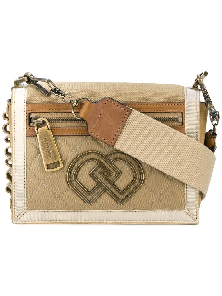 Dsquared2 - Medium Dd Shoulder Bag - Women - Cotton/linen/flax/calf Leather/viscose - One Size, Nude/neutrals, Cotton/linen/flax/calf Leather/viscose