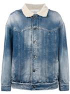 Golden Goose Deluxe Brand Shearling Denim Jacket, Women's, Size: Xs, Blue, Cotton/acrylic/wool/cupro