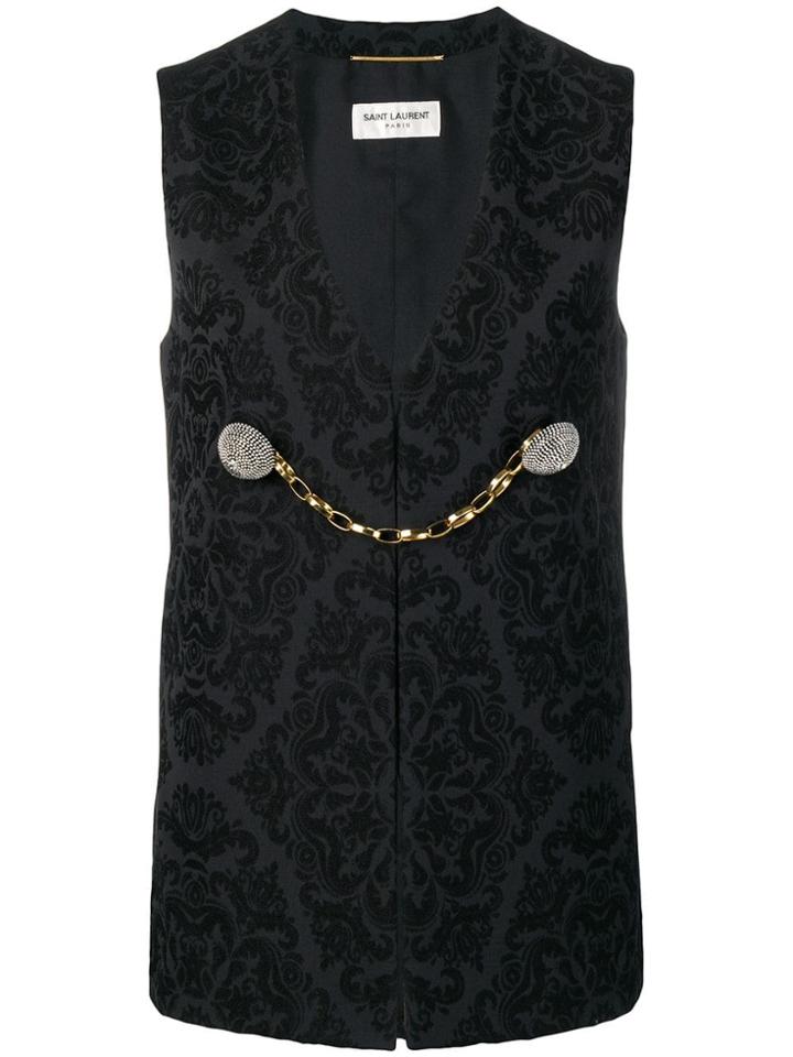 Saint Laurent Baroque Print Waistcoat Jacket - Black