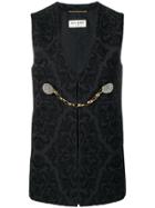Saint Laurent Baroque Print Waistcoat Jacket - Black