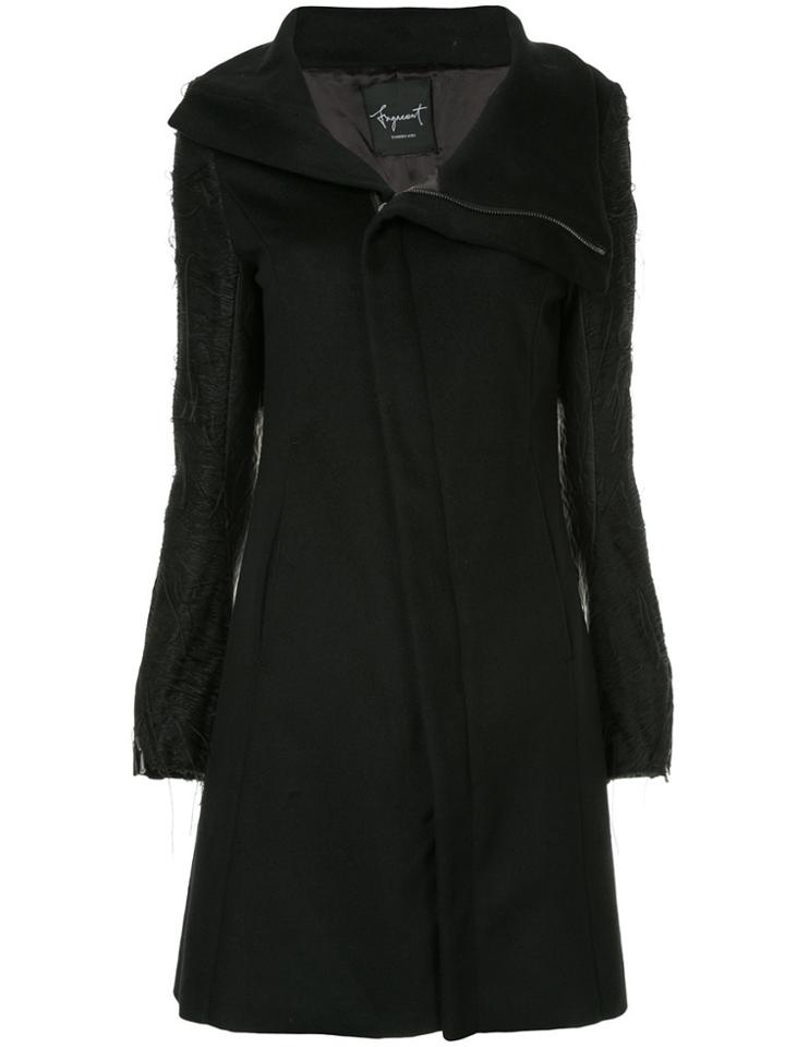 Fagassent Diagonal Zipped Coat - Black