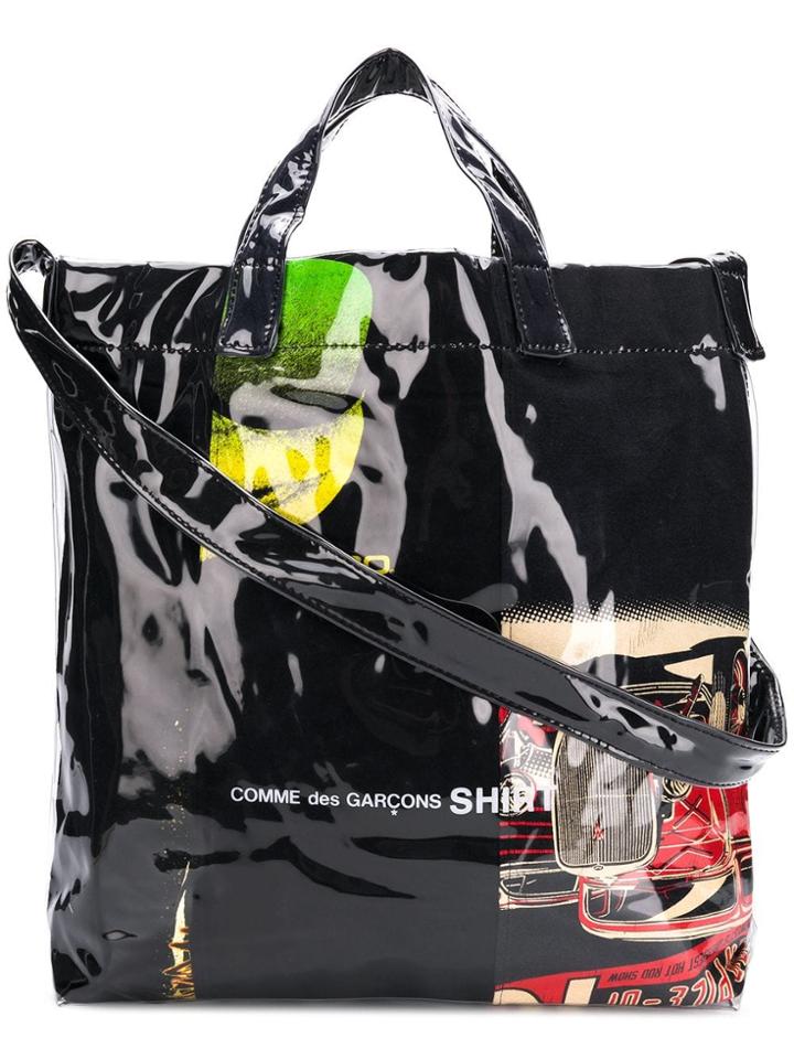 Comme Des Garçons Shirt Printed Tote Bag - Black