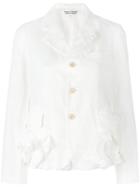 Comme Des Garçons Comme Des Garçons - Ruffled Detail Blazer - Women - Polyester - M, White, Polyester