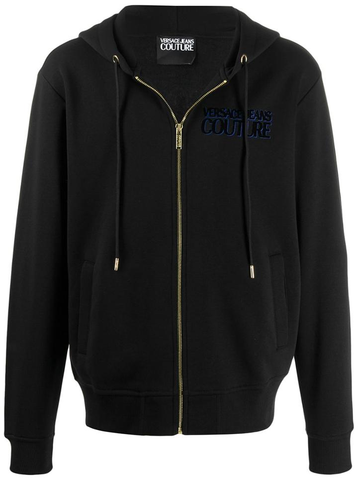 Versace Jeans Couture Logo Detail Zipped Hoodie - Black