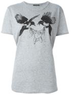 Alexander Mcqueen Bird Print T-shirt, Women's, Size: 44, Grey, Cotton