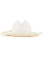Federica Moretti Frayed Trim Hat - White