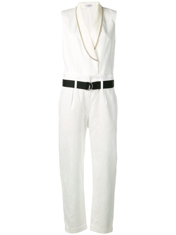 Brunello Cucinelli Belted Waist Jumpsuit - White