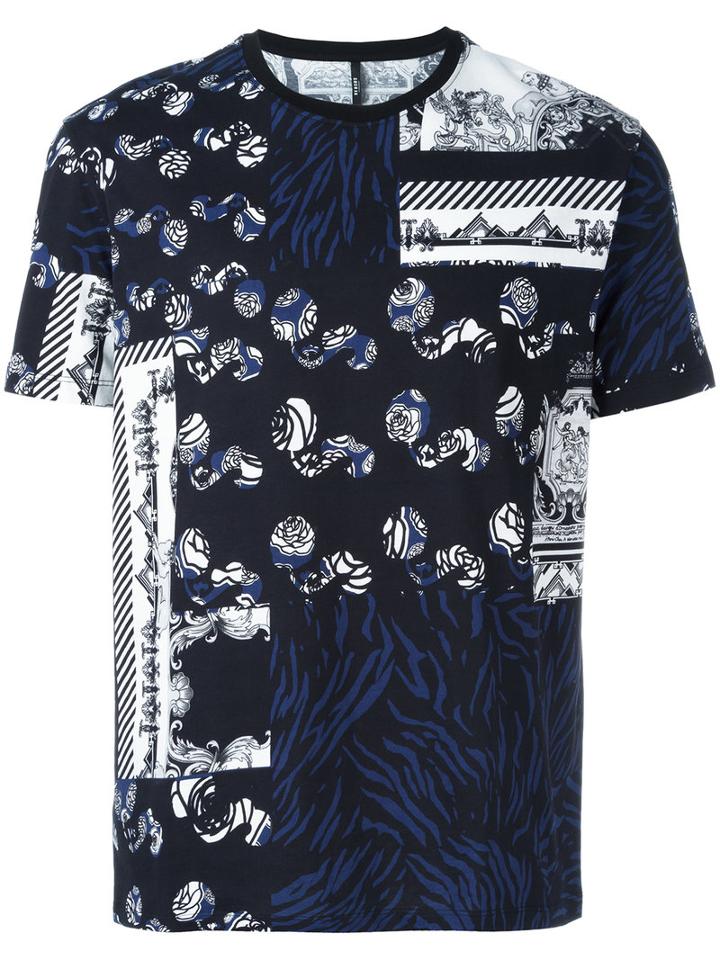 Versus Multi Printed T-shirt, Men's, Size: Medium, Black, Cotton