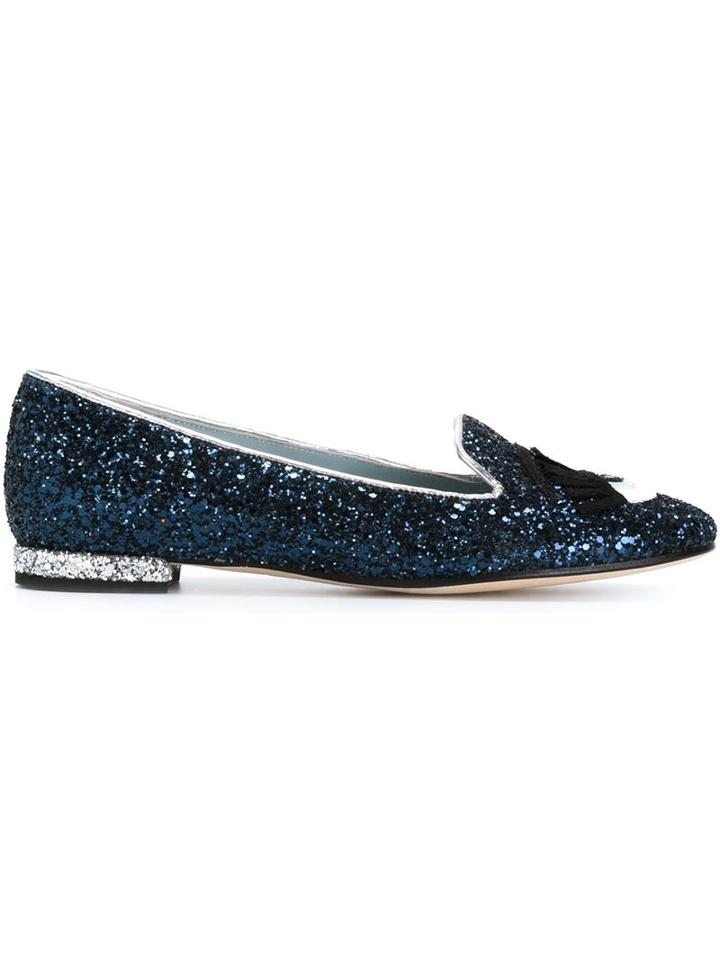 Chiara Ferragni Flirting Glitter Slippers, Women's, Size: 39, Blue, Polyester/leather