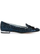 Chiara Ferragni Flirting Glitter Slippers, Women's, Size: 39, Blue, Polyester/leather