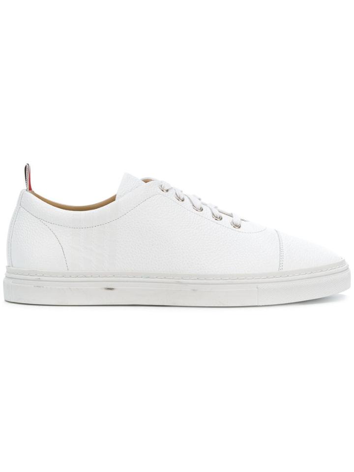 Thom Browne 4-bar Emboss Pebbled Leather Trainer - White