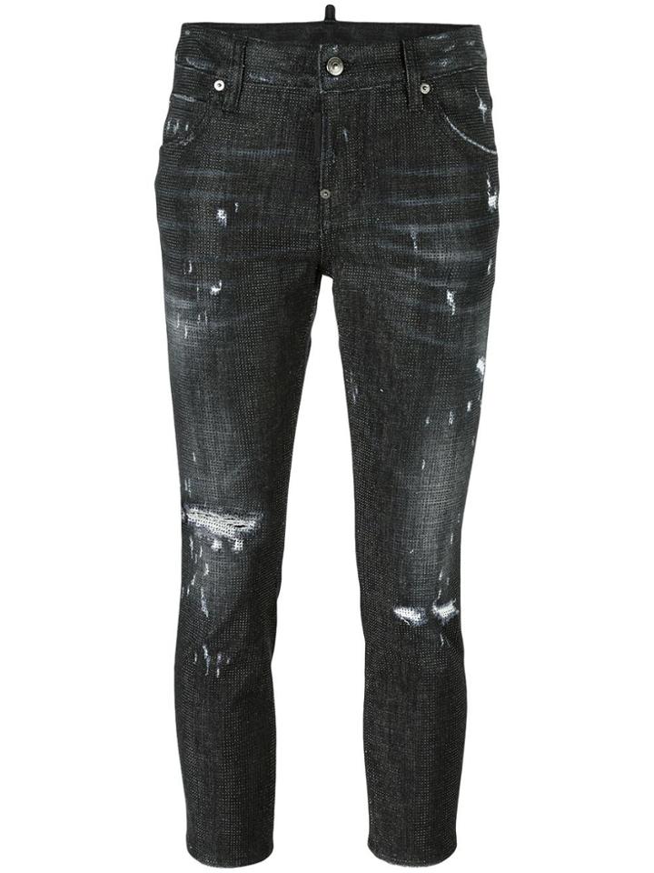 Dsquared2 Cool Girl Cropped Microstudded Jeans - Black