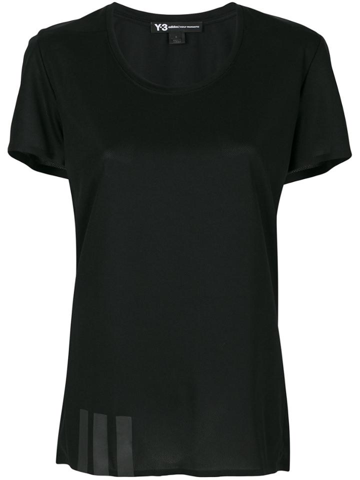 Y-3 Text Print Mesh T-shirt - Black