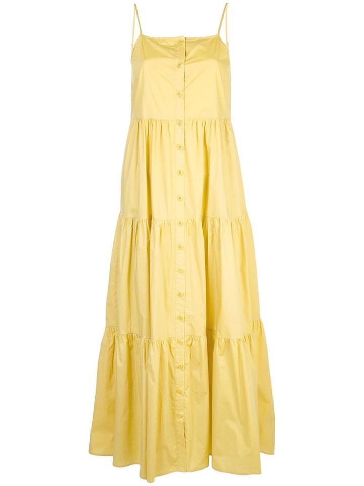 Sea Buttoned Flared Dress - Yellow
