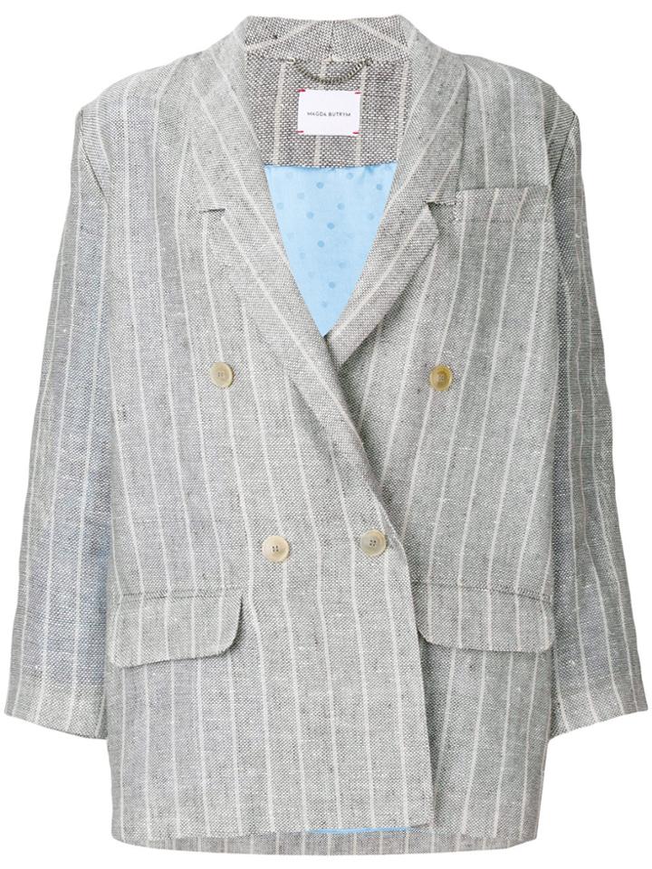 Magda Butrym Striped Oversize Bayamon Blazer - Grey