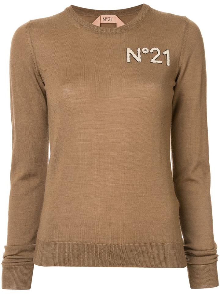 Nº21 Chest Logo Jumper - Brown