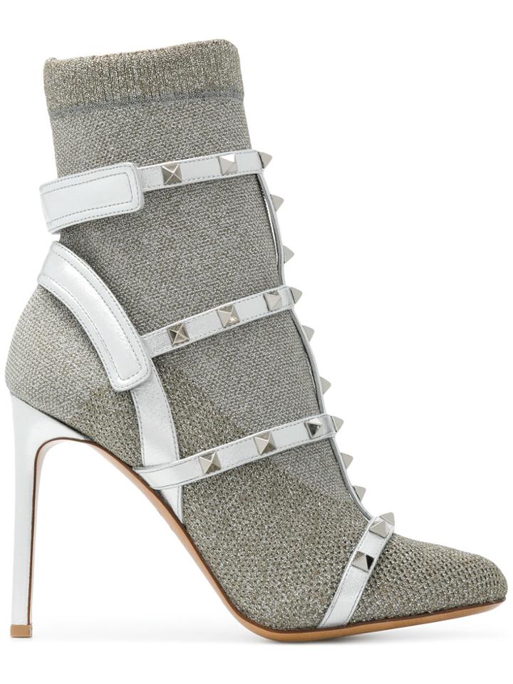 Valentino Valentino Garavani Rockstud Boots - Grey