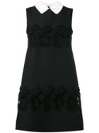 Valentino Embroidered A-line Dress - Black