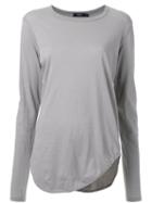 Bassike Scoop Hem Long Sleeve T-shirt, Women's, Size: 8, Grey, Organic Cotton