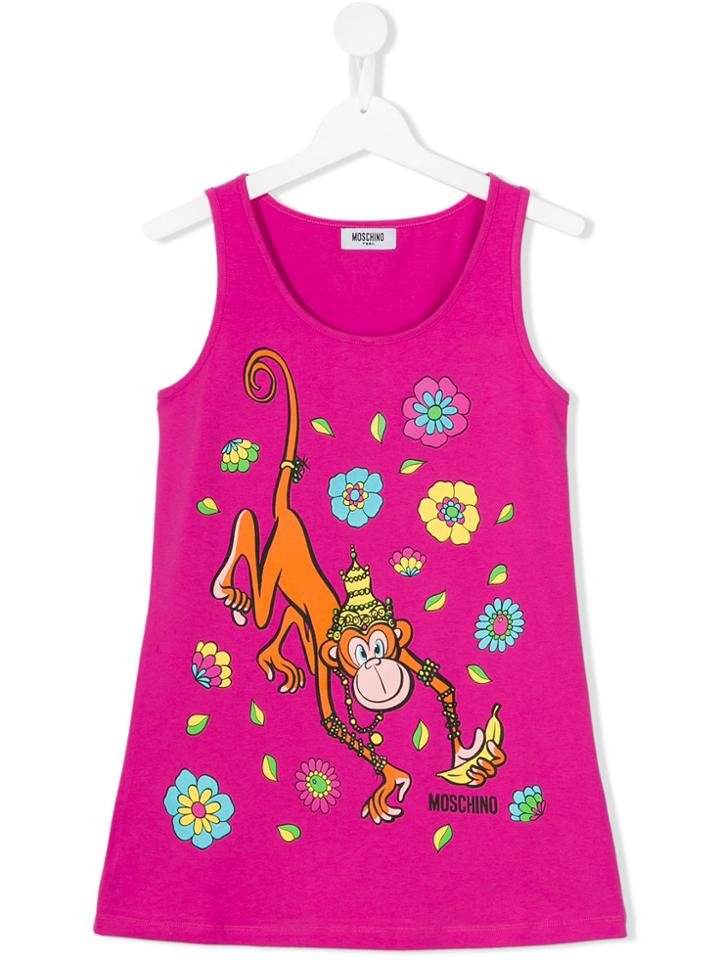 Moschino Kids Monkey Tank Top - Pink & Purple