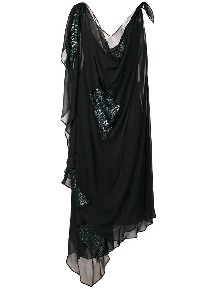 Giacobino Georgette Plunge Neck Dress - Black