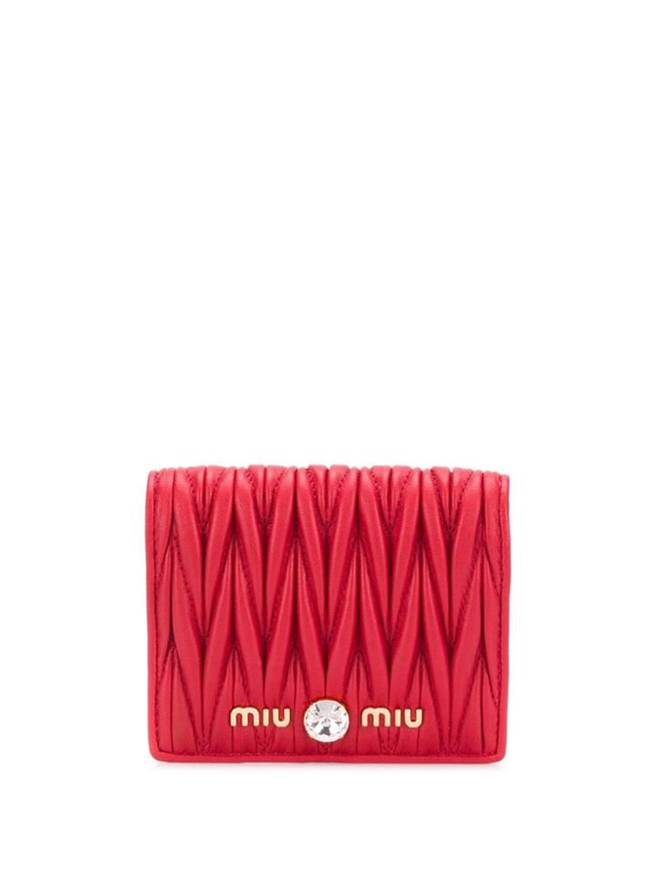 Miu Miu Matelassé Leather Wallet - Red