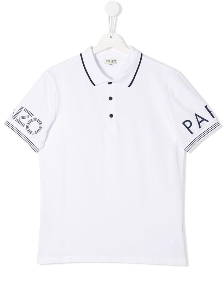 Kenzo Kids Teen Logo Printed Polo Shirt - White