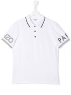 Kenzo Kids Teen Logo Printed Polo Shirt - White