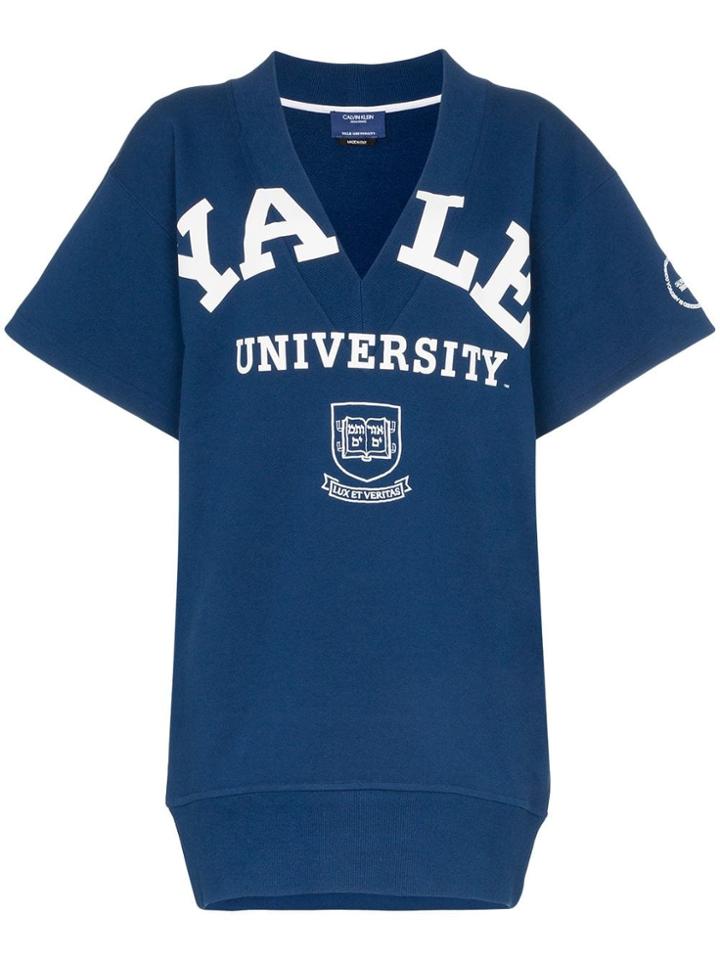 Calvin Klein 205w39nyc Yale Deep V Short Sleeved Jumper - Blue