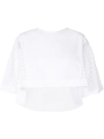 Shanshan Ruan Perforated Sleeve Blouse - White