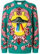 Gucci Sweater With Ufo Appliqué - Green