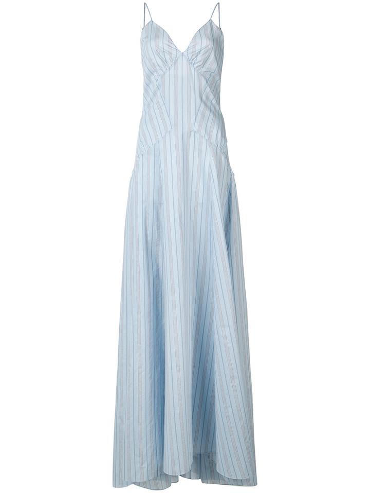 Rosie Assoulin Striped Flare Maxi Dress, Women's, Size: 0, Blue, Cotton/silk